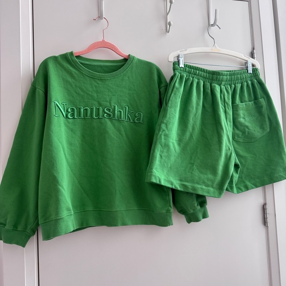 Nanushka Embroidered Green Sweater & Shorts Set | 100% cotton - Picture 6 of 11